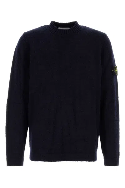 Stone Island Midnight Blue Wool Blend Sweater In Black