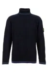 Stone Island Ribbed Knit Sweater With Logo Patch In Black