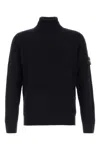 Stone Island Turtleneck Sweater In Virgin Wool With Logo Patch In Black