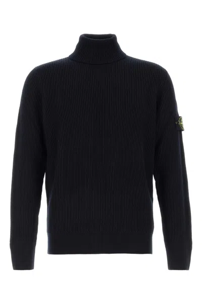 STONE ISLAND STONE ISLAND MIDNIGHT BLUE WOOL SWEATER