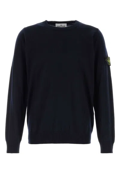 Stone Island Midnight Blue Wool Blend Sweater