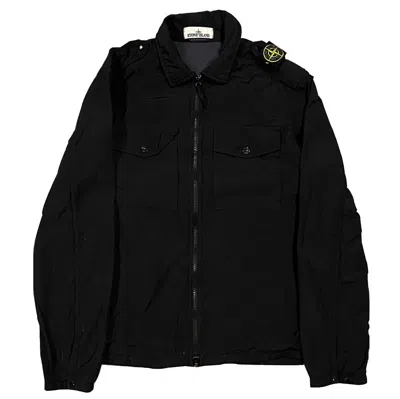 Pre-owned Stone Island Military Black Zip Up Nylon Patch Jacket