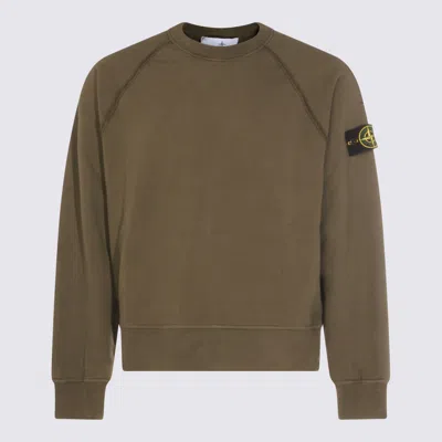 STONE ISLAND MILITARY GREEN COTTON SWEATSHIRT