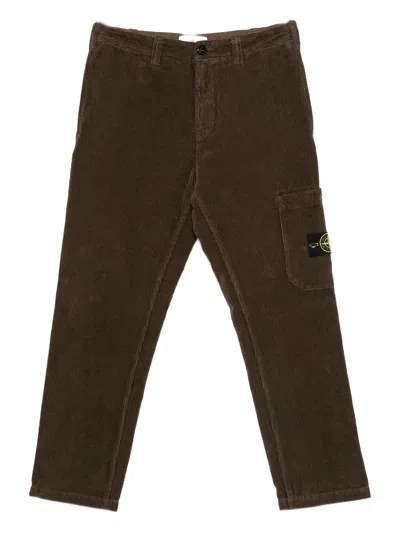 Stone Island Military Green Cotton Trousers In Brown