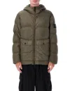 Stone Island Quilted Down Jacket With Fixed Hood In Gray