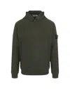 STONE ISLAND MILITARY GREEN HOODIE WITH BUTTONS