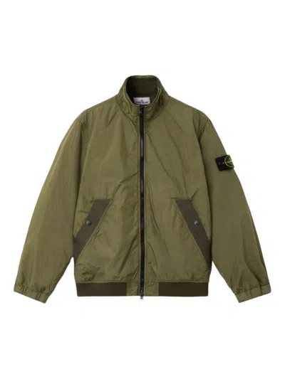 Stone Island Hooded Crinkled Shell Jacket In Green