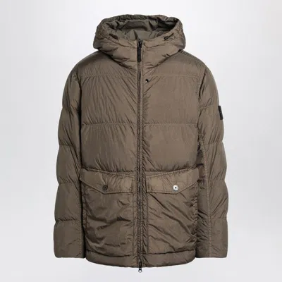 Stone Island Military Green Nylon Puffer In Gray
