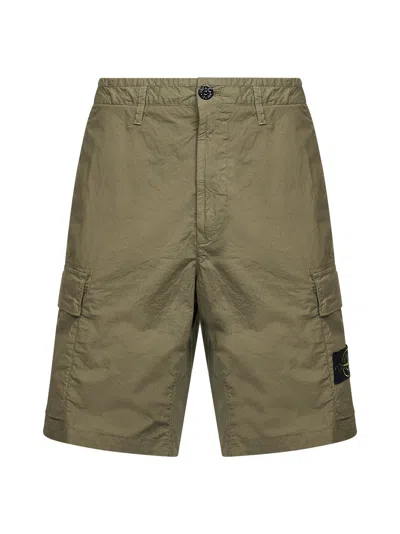 Stone Island Military Green Slim-fit Cargo Bermuda Shorts