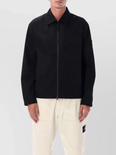 Stone Island Military-inspired Cotton Canvas Jacket In Black