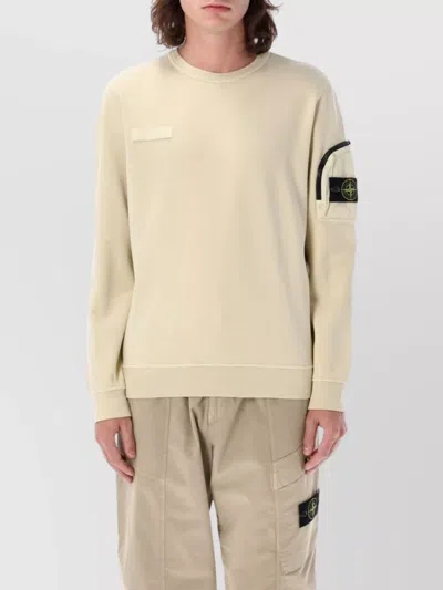 STONE ISLAND MILITARY POCKET CREWNECK RIBBED CUFFS