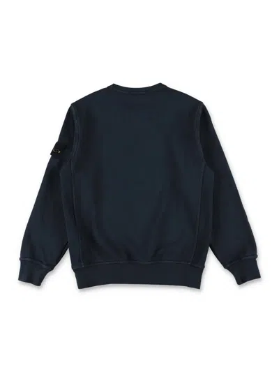Stone Island Mini Cotton Sweatshirt For Boys In Blue