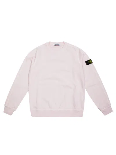 Stone Island Mini Crewneck Sweatshirt With Logo In Pink