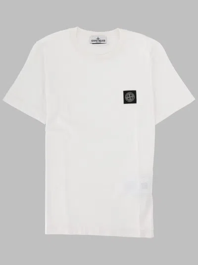 Stone Island Mini Graphic Tee For Boys In White