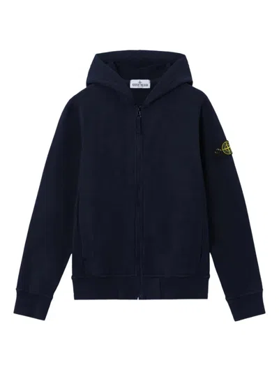 Stone Island Mini Kids Zip Up Cardigan In Blue