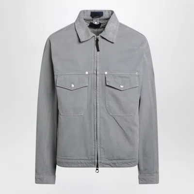 Stone Island Mini Lens Zip-up Overshirt Jacket In Cotton In Gray