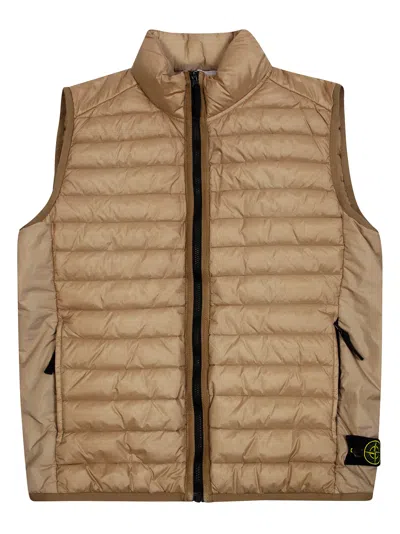 Stone Island Mini Lightweight Gilet With Logo In Neutral