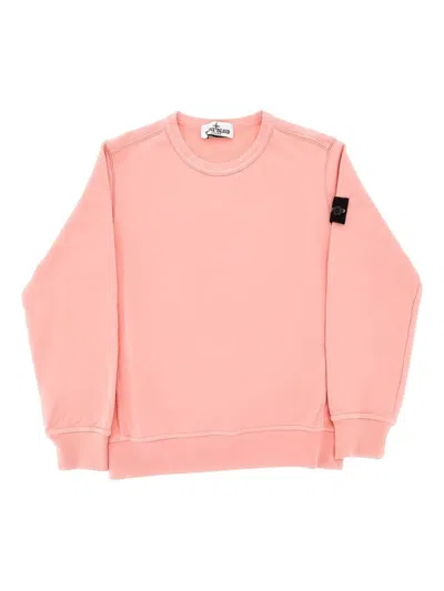 Stone Island Mini Logo Sweatshirt For Boys In Pink