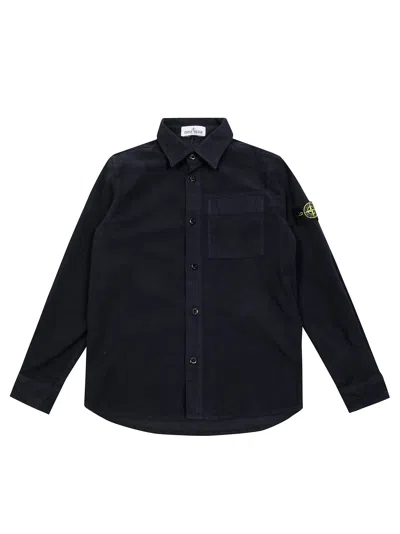 Stone Island Mini Overshirt With Logo For Kids In Black