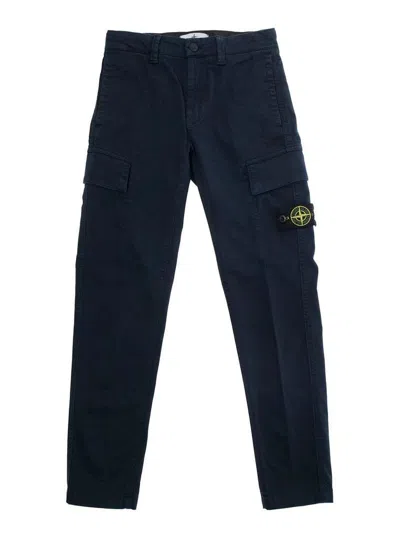 Stone Island Mini Skinny Trousers For Kids In Blue