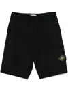 Stone Island Minimalist Black Activewear Shorts With Elastic Drawstring Waistband
