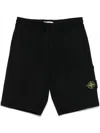 Stone Island Minimalist Black Activewear Shorts With Elastic Drawstring Waistband