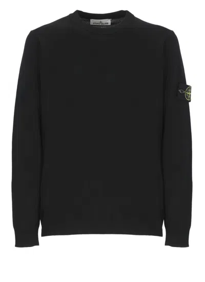 STONE ISLAND MINIMALIST BLACK WOOL SWEATER