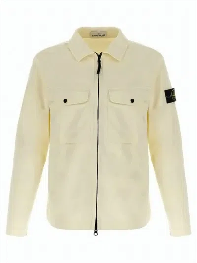 Stone Island Minimalist Light Cream Jacket In Neutral