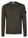 Stone Island Minimalist Olive Green Crew Neck Sweater In Multi
