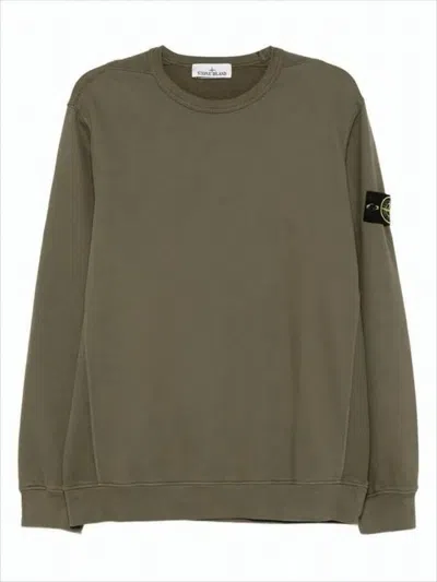 Stone Island Minimalist Olive Green Long-sleeve Crewneck Sweatshirt