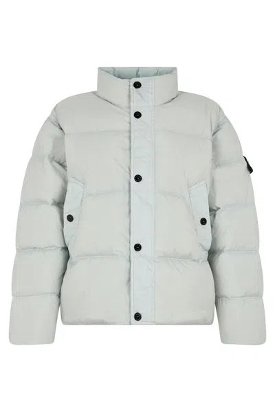 Stone Island Minimalist Padded Bomber Jacket With Logo In Green