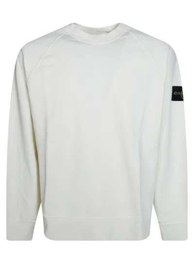 Stone Island Minimalist White Raglan Sweatshirt