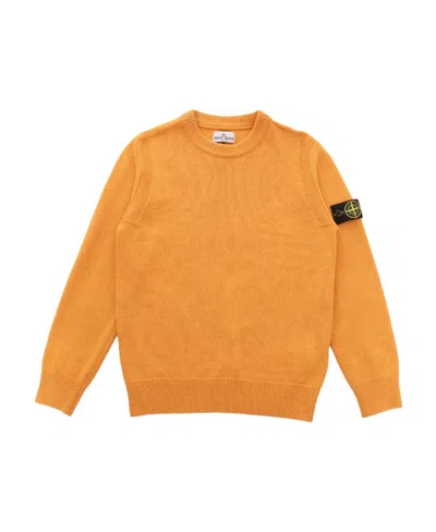 Stone Island Mélange Crew-neck Jumper In Orange