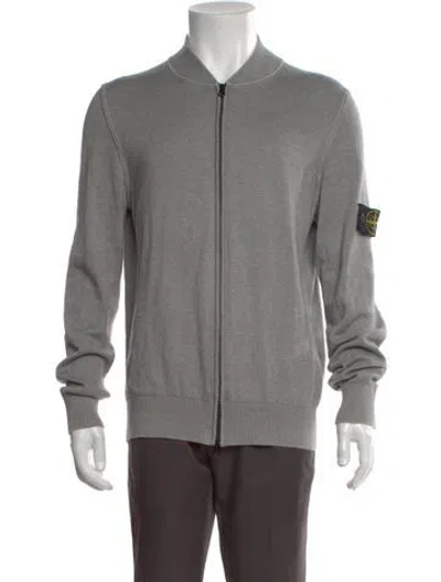 Pre-owned Stone Island Mock Neck Long Sleeve Cardigan In Gray