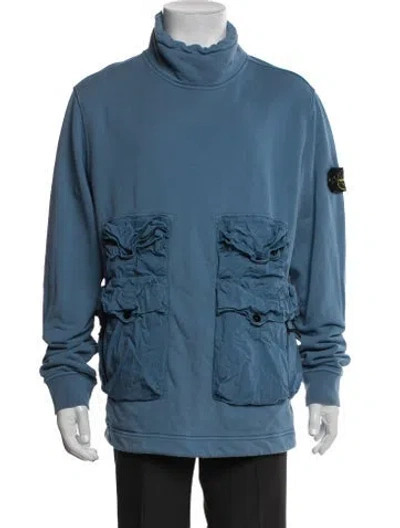 Pre-owned Stone Island Mock Neck Long Sleeve Sweatshirt In Blue