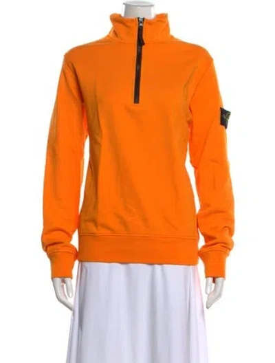 Pre-owned Stone Island Mock Neck Long Sleeve Sweatshirt In Orange