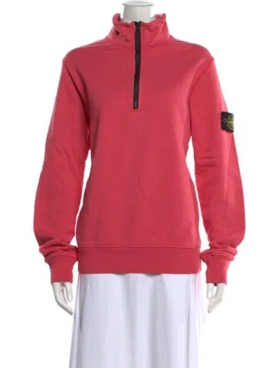 Pre-owned Stone Island Mock Neck Long Sleeve Sweatshirt In Red