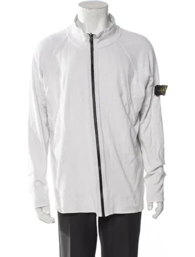 Pre-owned Stone Island Mock Neck Long Sleeve Sweatshirt In White