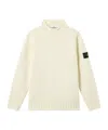 Stone Island Turtleneck With Iconic Logo On The Sleeve In Yellow