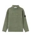 Stone Island Mock Neck Sweater With Reverse Stitch Details In Green