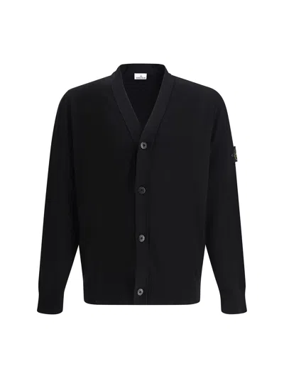 Stone Island Monochrome Cardigan In Black