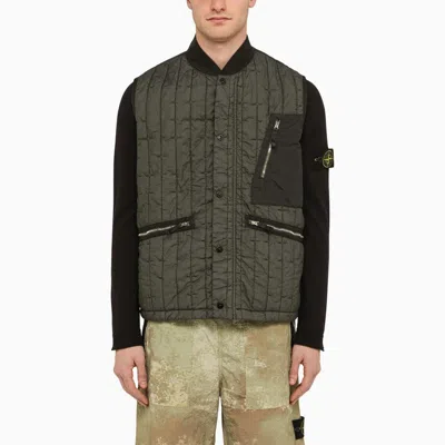 STONE ISLAND STONE ISLAND MOSS-COLOURED NYLON WAISTCOAT MEN