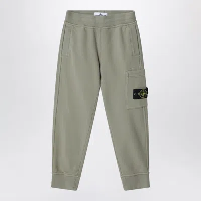 Stone Island Moss Cotton Jogging Trousers With Compass Patch In Green