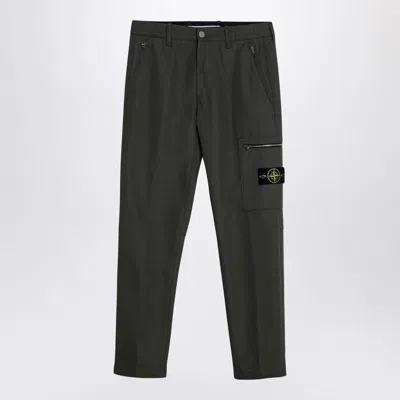 Stone Island Moss Green Cotton Blend Trousers Men