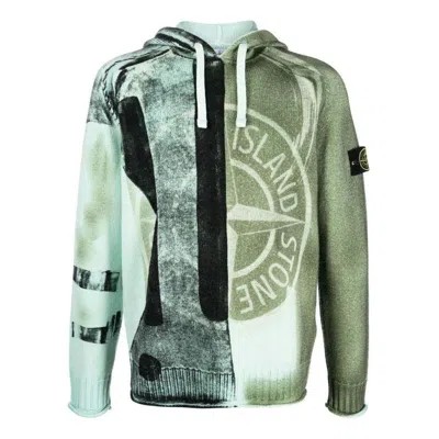 Stone Island Motion Saturation Logo Knitted Hoodie 'aqua'