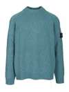 Stone Island Mouliné Wool Sweater Knitwear Blue In Blue