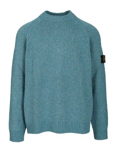 Stone Island Mouliné Wool Sweater Knitwear Blue
