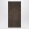 Stone Island Mud-coloured Beach Towel With Compass Logo In Brown