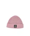 Stone Island Ribbed Logo-patch Beanie Hat In Brown