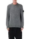 Stone Island Raglan Sleeve Knit Sweater With Ribbed Hem In Multi